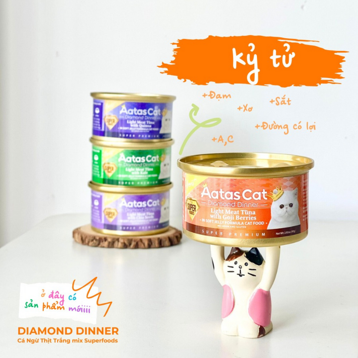 Pate Aatas Diamond Cao Cấp Mèo Mọi Lứa Tuổi Lon 80G