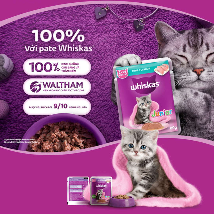 [Combo 12 Gói] Pate Whiskas Mèo Con Gói 80G