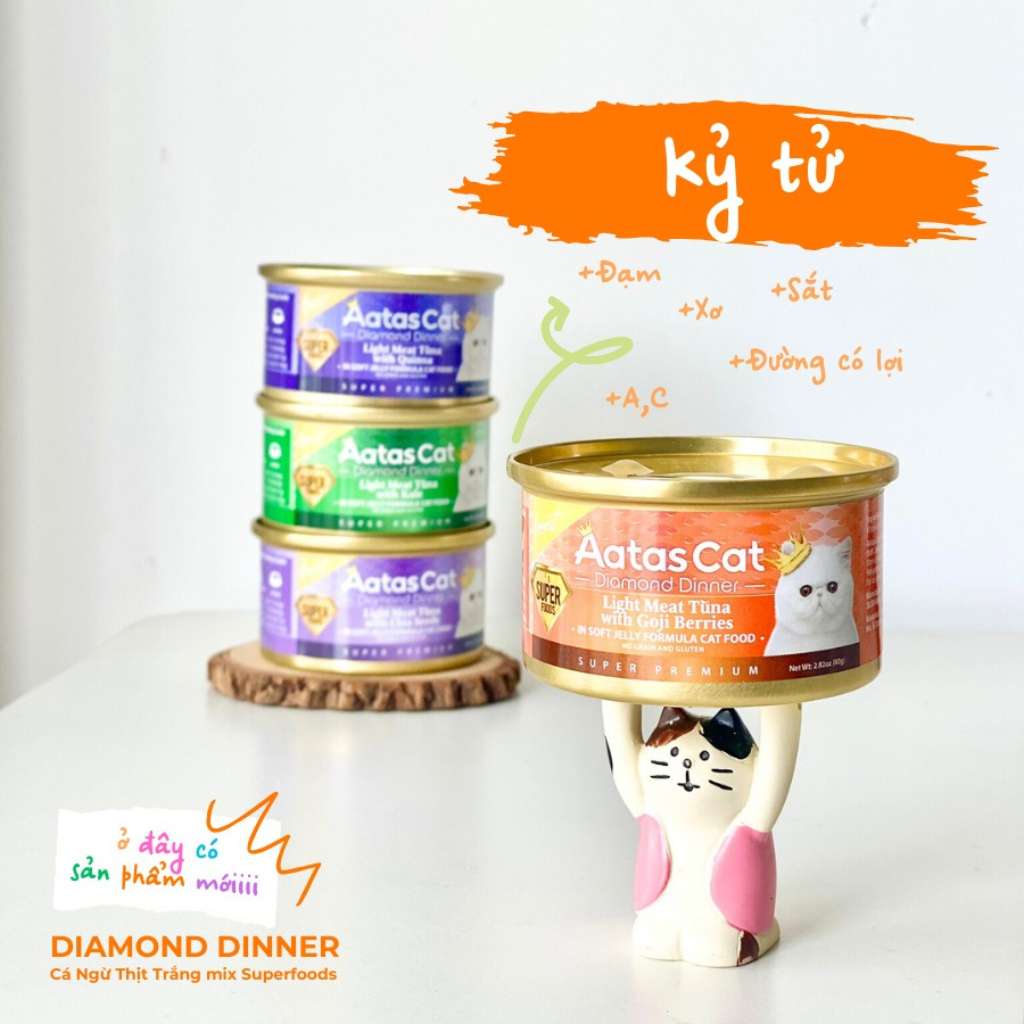 Pate Aatas Diamond cao cấp cho mèo mọi lứa tuổi, lon 80g