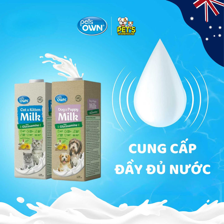 Sữa cho chó mèo Pets Own, nhập khẩu Úc, bổ sung Glucosamine, 1L