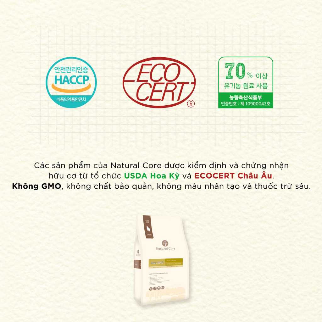 [10KG] Hạt Hữu Cơ Natural Core Mèo Trưởng Thành