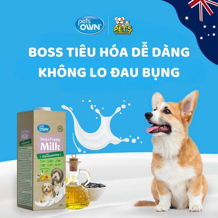 Sữa cho chó mèo Pets Own, nhập khẩu Úc, bổ sung Glucosamine, 1L
