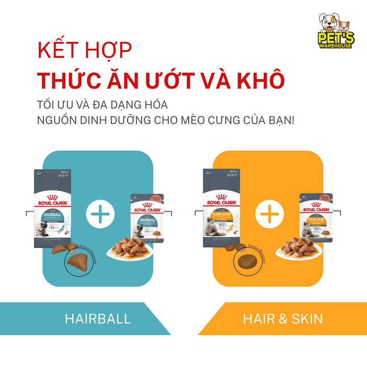 [Combo 3 - 12 Gói] Pate Mèo Royal Canin Hair&Skin, HairBall, Gói 85g