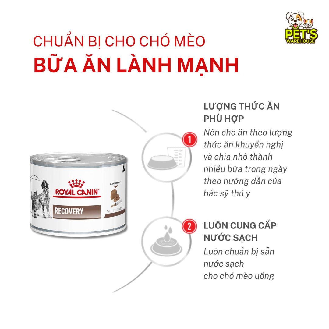 Pate Royal Canin Recovery Cho Chó Mèo, Lon 195g