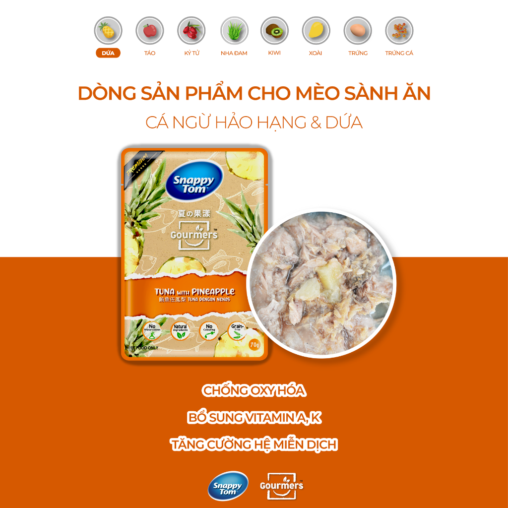 Pate Snappy Tom Trái Cây Mèo Gói 70G