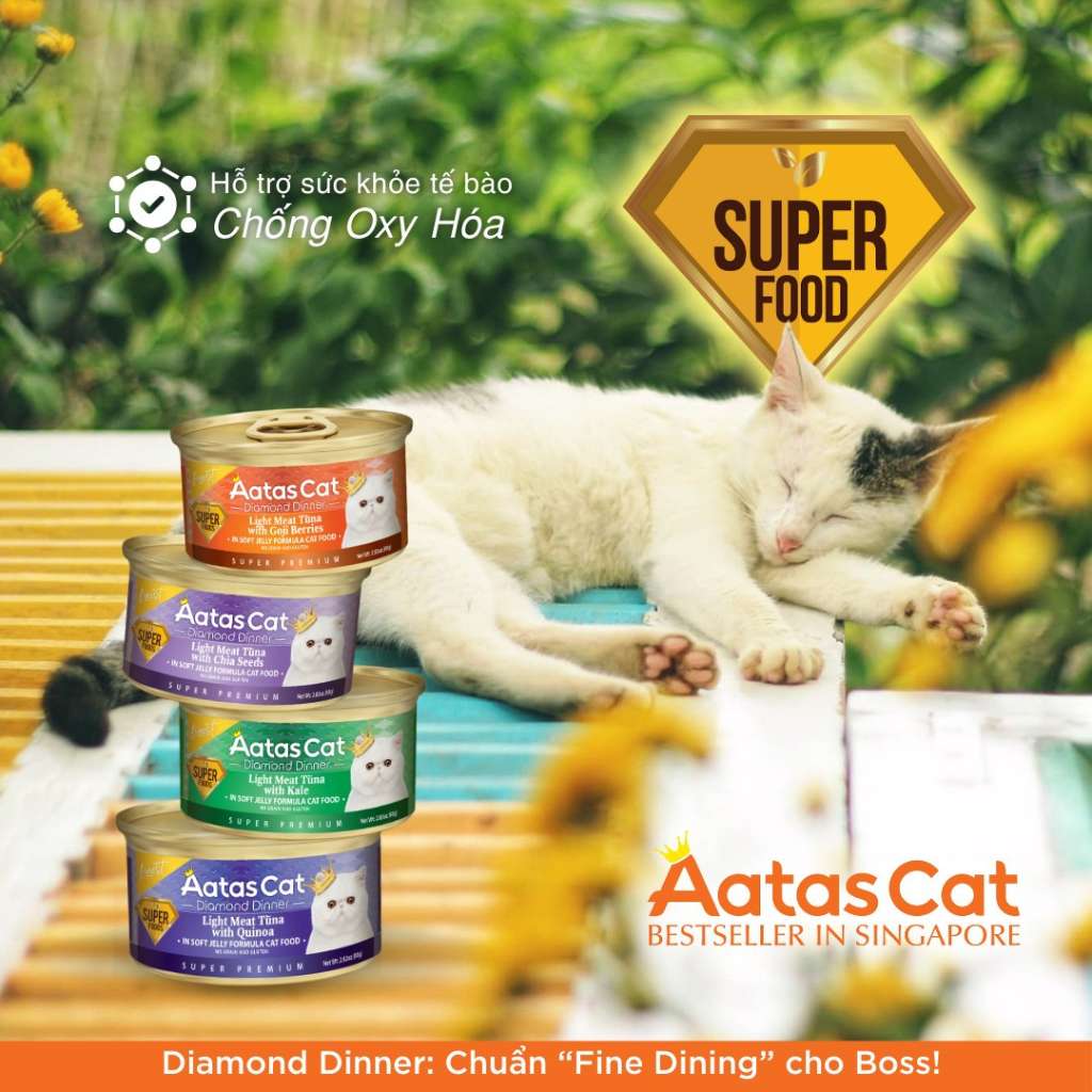 Pate Aatas Diamond cao cấp cho mèo mọi lứa tuổi, lon 80g