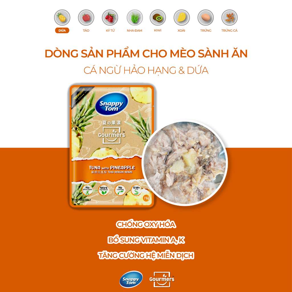 Pate Snappy Tom Trái Cây Mèo Gói 70G