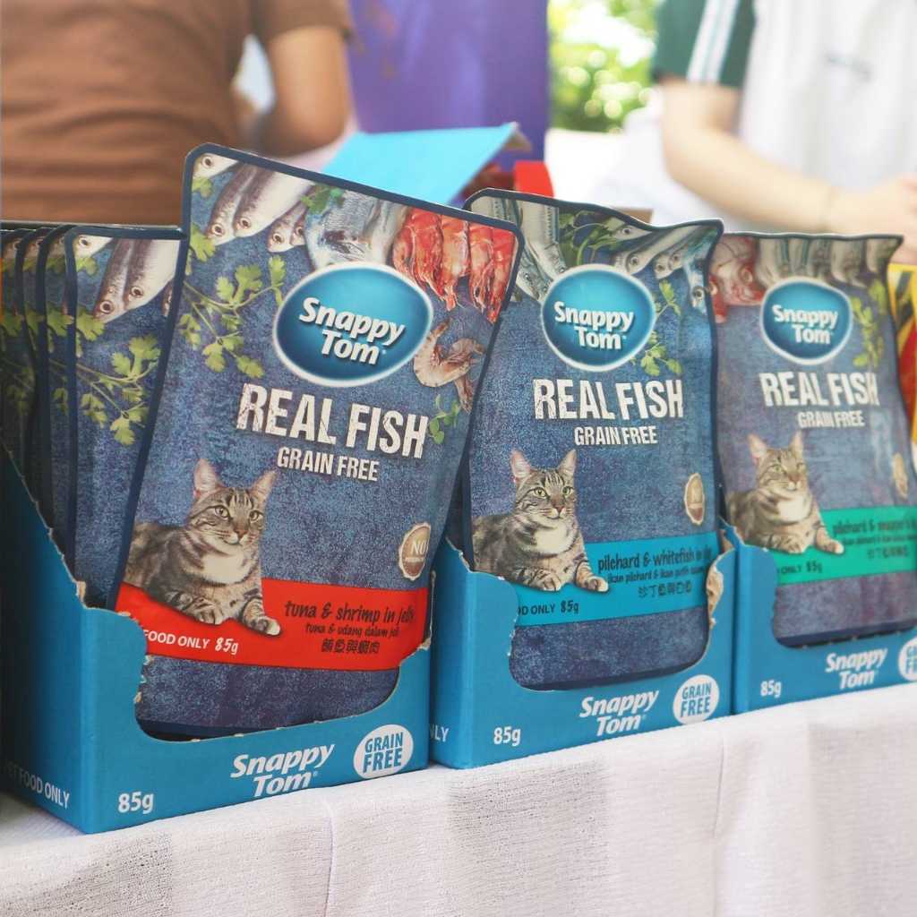 [Combo 12-24 gói] Pate Snappy Tom Real Fish Mèo 85G