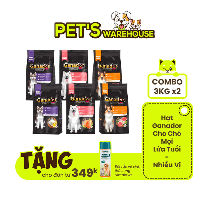 [Combo 2 Packs] Ganador Dog Food for All Ages – Various Delicious Flavors, 3kg Bag