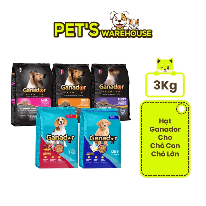 [Combo 2 Gói] Hạt Ganador Cho Chó Mọi Lứa Tuổi – Nhiều Vị Ngon, Túi 3Kg