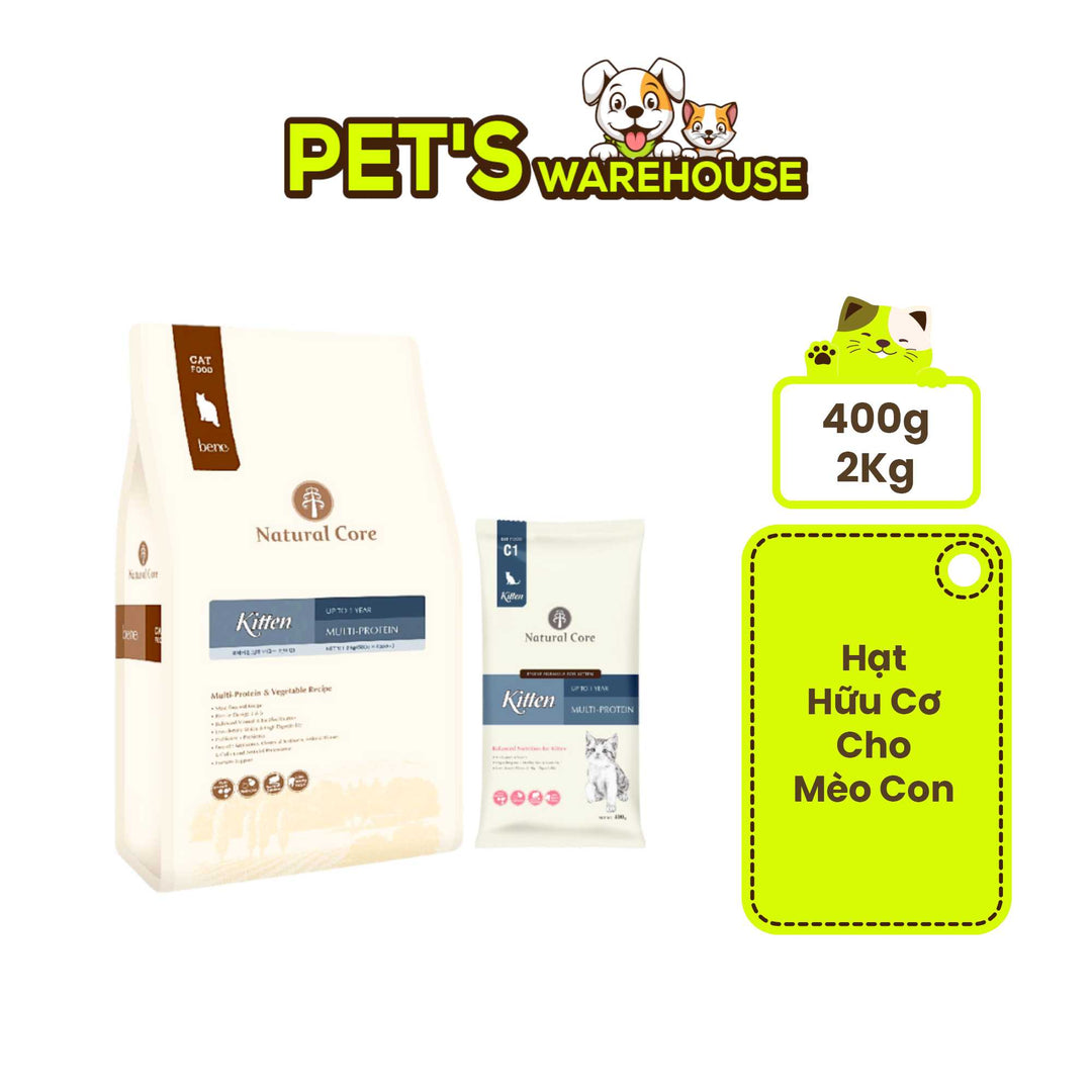 [400G - 2KG] Hạt Hữu Cơ Natural Core Mèo Con