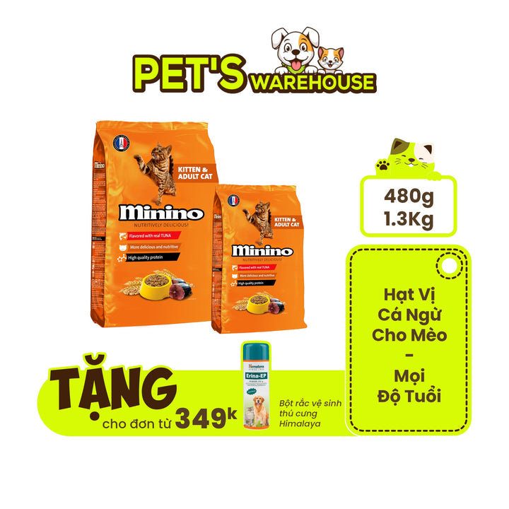 [480G - 1.3KG] Minino Tuna Cat Food for All Ages | Pet's Warehouse