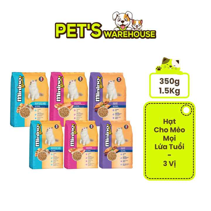 [350G - 1.5KG] Hạt Minino Yum Mèo Mọi Lứa Tuổi | Pet's Warehouse