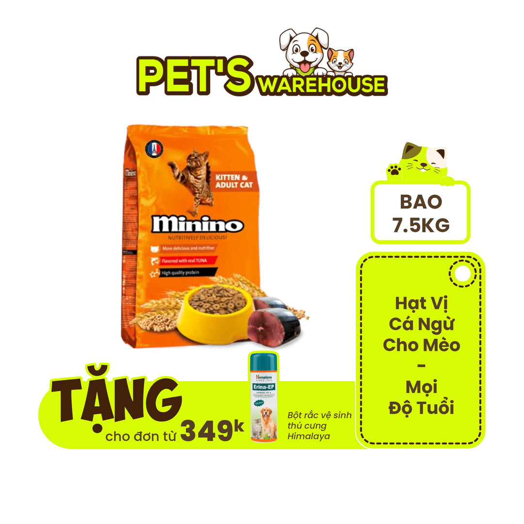 [Bao Xá 7.5KG] Hạt Minino Tuna Mèo Mọi Lứa Tuổi | Pet's Warehouse