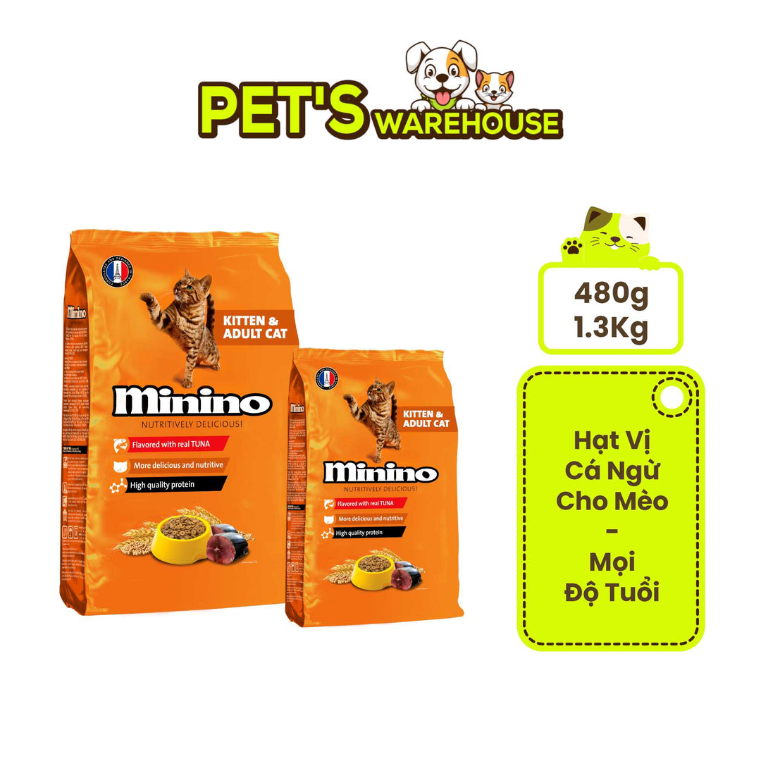 [480G - 1.3KG] Hạt Minino Tuna Mèo Mọi Lứa Tuổi | Pet's Warehouse