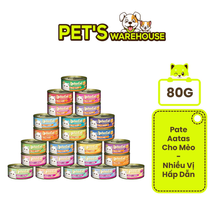 Pate Aatas cho mèo mọi lứa tuổi, lon 80g | Pet's Warehouse