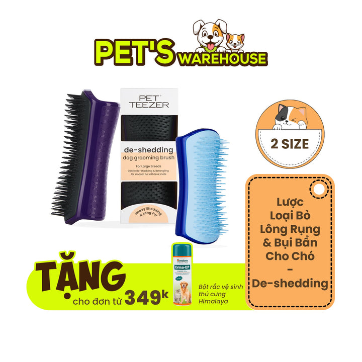 Tangle Teezer de-shedding comb for dogs, helps remove loose hair and dirt.