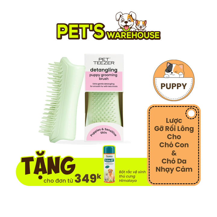 Tangle Teezer Puppy Brush - Green, Gentle and soft grooming brush for puppies.
