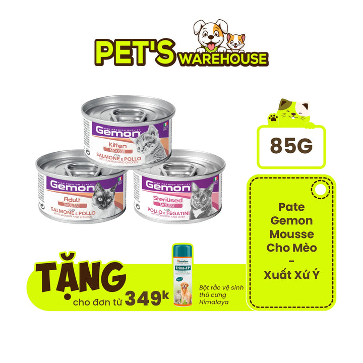 Pate Gemon High Premium Quality Cho Mèo Con & Mèo Lớn, Lon 85g