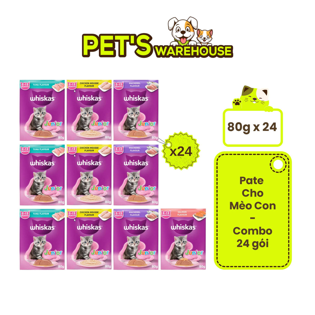 [Combo 24 Gói] Pate Whiskas Mèo Con Gói 80G