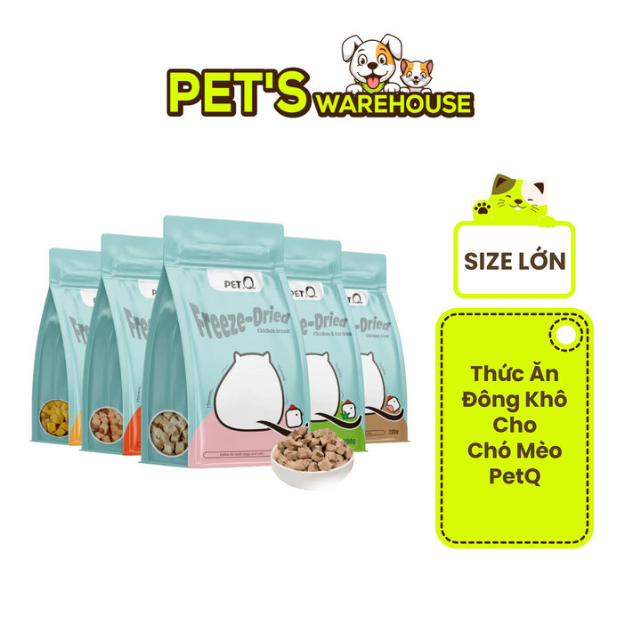 Snack Đông Khô Cho Chó Mèo PetQ, 200g