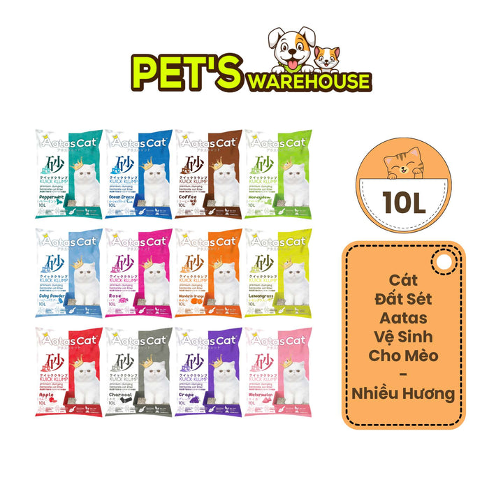 Cát Đất Sét Aatas Vệ Sinh Cho Mèo, 10L