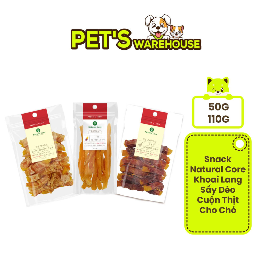 Snack Natural Core Khoai Lang Sấy Dẻo, Thịt Cuộn Khoai Lang Cho Chó