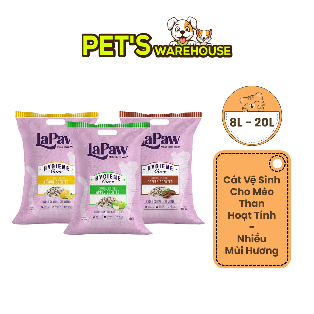 Cát Vệ Sinh Cho Mèo LaPaw Than Hoạt Tính, Siêu Vón Cục, Khử Mùi Tốt, Thơm Lâu, Ít Bụi, Bao 8L/20L