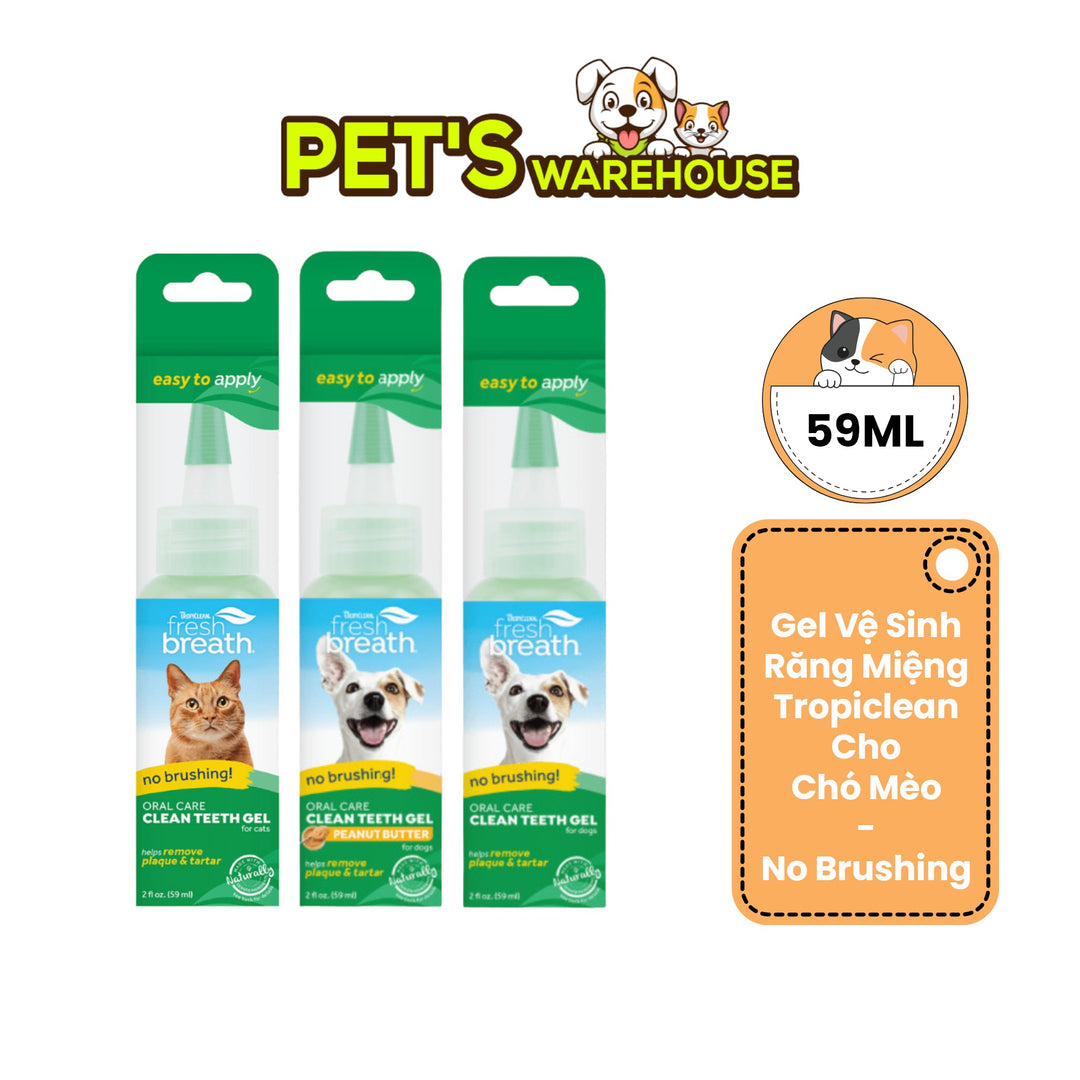 Gel Vệ Sinh Răng Miệng Cho Chó Mèo TropiClean Fresh Breath, 59ml