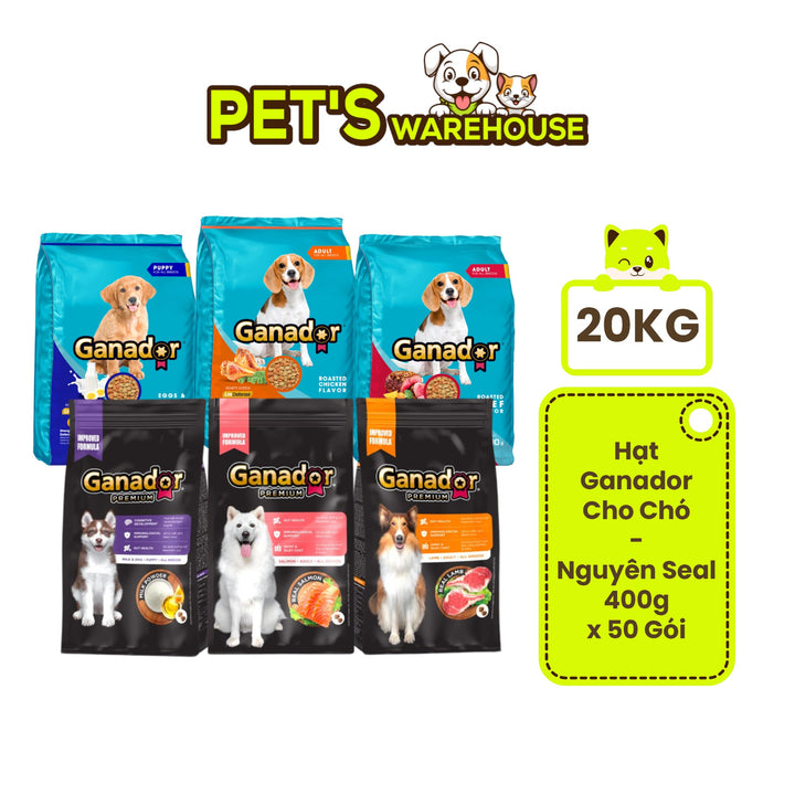 Hạt Ganador cho chó mọi lứa tuổi, túi nguyên seal 20kg siêu tết kiệm