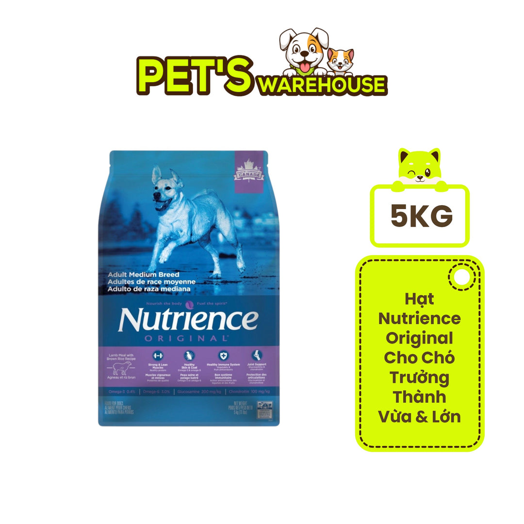 [5Kg] Hạt Nutrience Original Cho Chó Trưởng Thành Vừa & Lớn, Thịt Cừu & Gạo Lứt