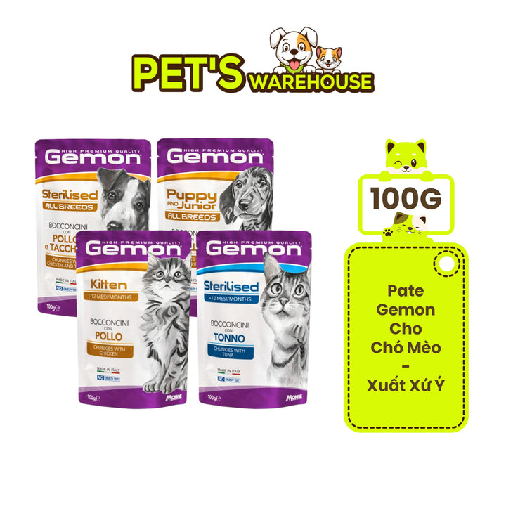 Pate Gemon High Premium Quality Cho Chó & Mèo, Gói 100g