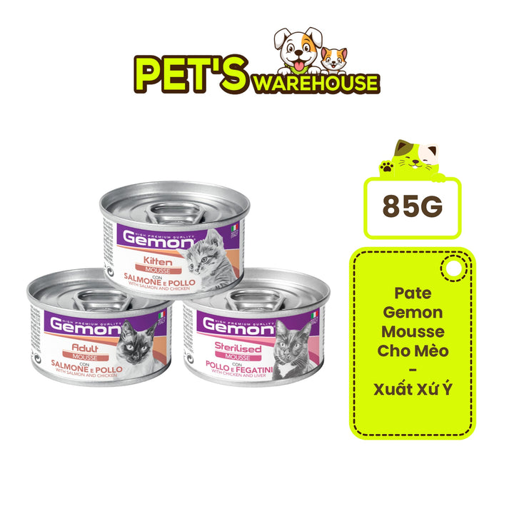 Pate Gemon High Premium Quality Cho Mèo Con & Mèo Lớn, Lon 85g