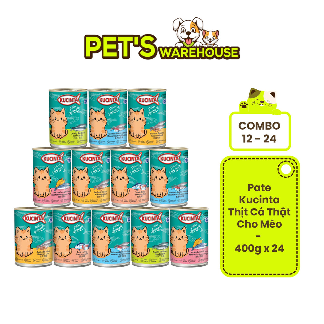 [Combo 12 - 24 Lon] Pate Kucinta Cho Mèo, Lon Lớn 400g Tiết Kiệm