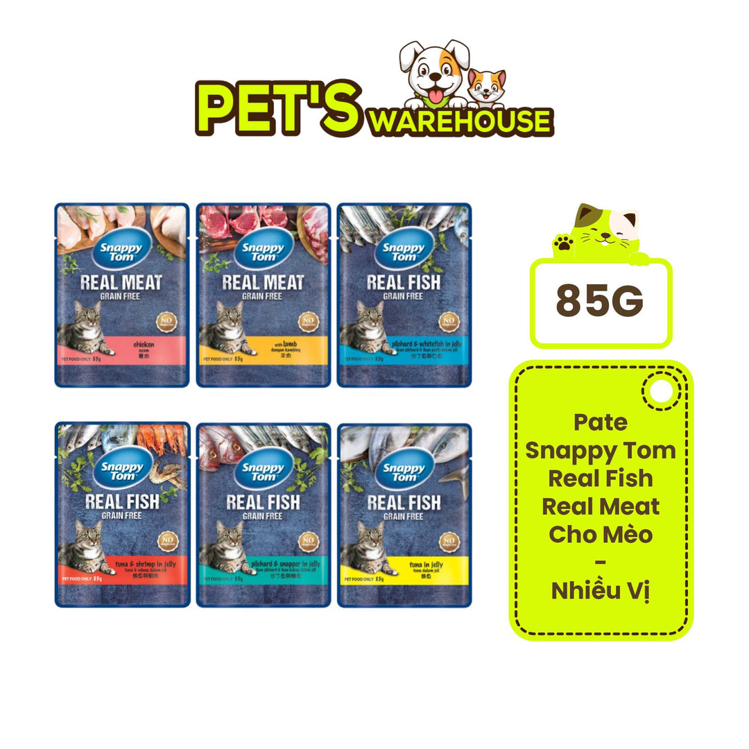(Combo 4) Pate Snappy Tom Real Fish Mèo 85G