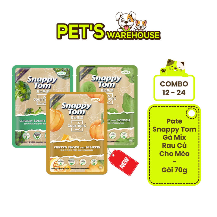 [Combo 12 - 24 Gói] Pate Snappy Tom Trái Cây Mới Cho Mèo, Gói 70g