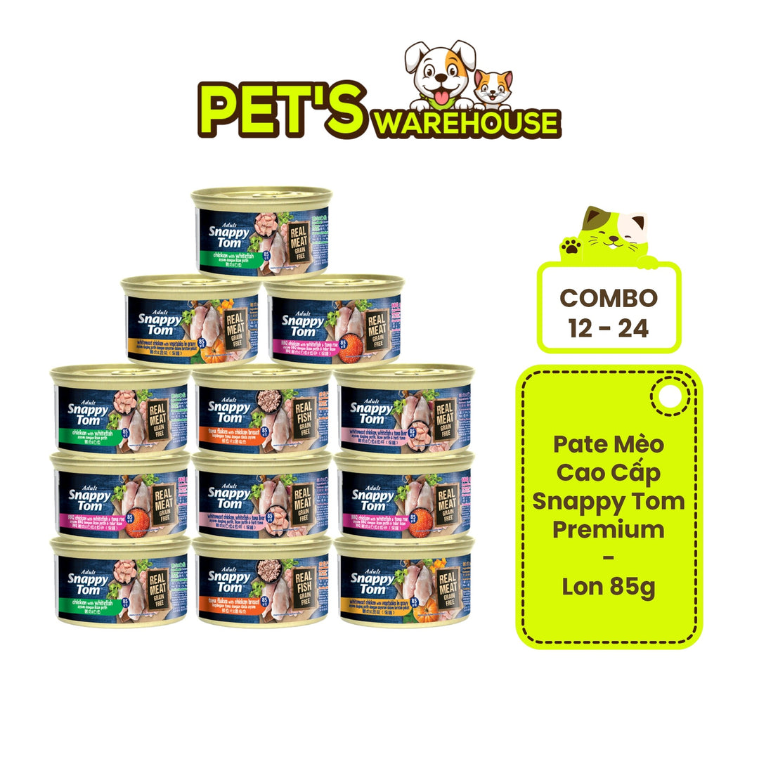 [Combo 12 - 24 Lon] Pate Mèo Cao Cấp Snappy Tom Premium, Lon 85g
