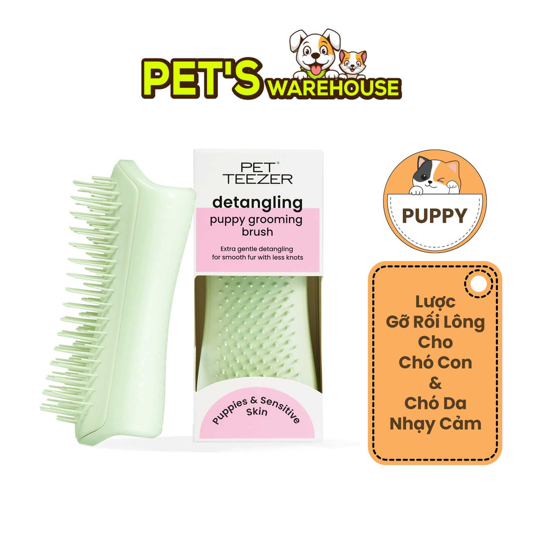 Lược gỡ rối Tangle Teezer Puppy Brush- Green, Chải lông nhẹ nhàng, êm ái