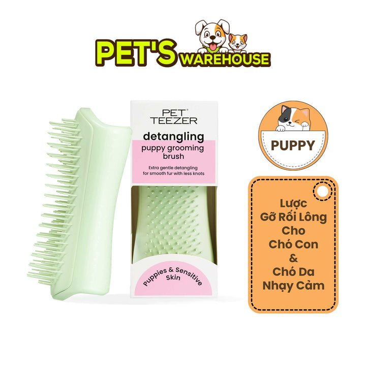 Lược gỡ rối Tangle Teezer Puppy Brush- Green, Chải lông nhẹ nhàng, êm ái