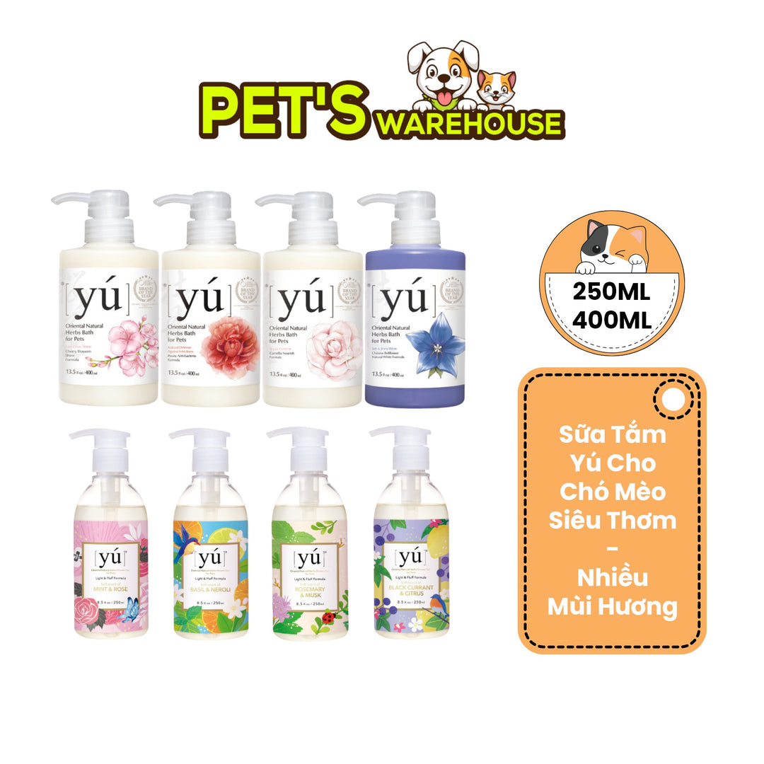 [250ml - 400ml] Sữa Tắm Yú Siêu Thơm Cho Chó Mèo, Thảo Dược Thiên Nhiên Dịu Nhẹ, Đủ Mùi Hương