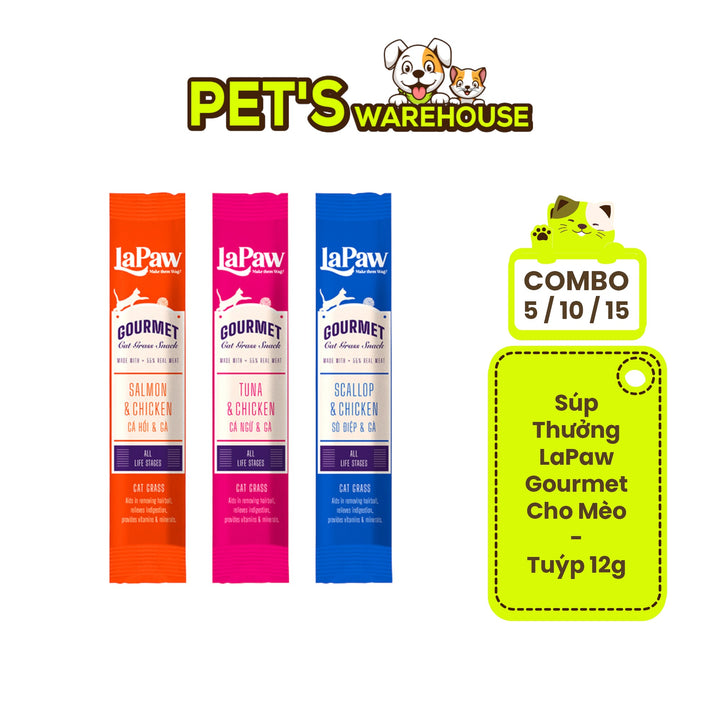 [Combo 5 - 10 - 15 Tuýp] Súp Thưởng LaPaw Gourmet Cho Mèo Mọi Lứa Tuổi, Tuýp 12g