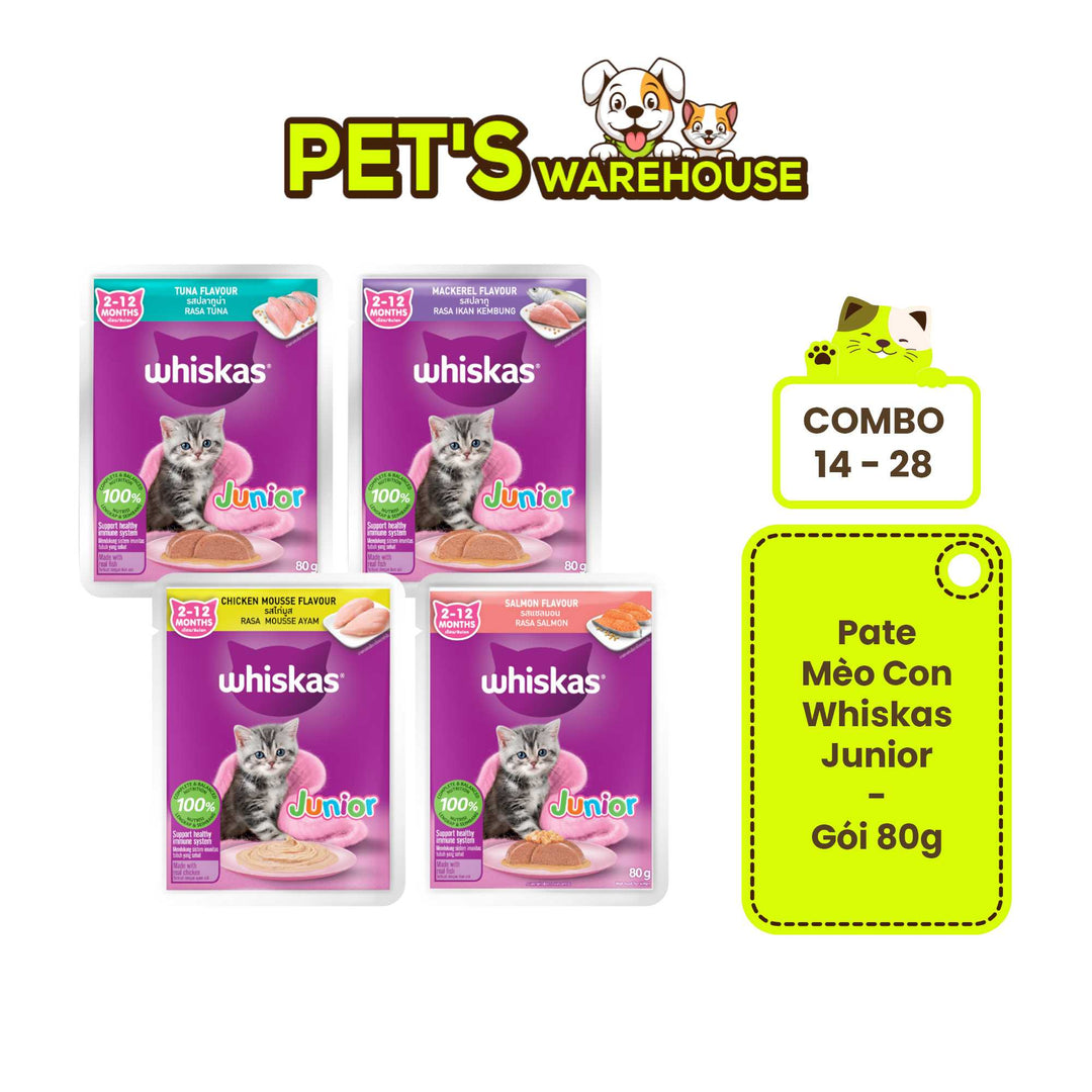 [Combo 14-28 gói] Pate Whiskas Mèo Con Gói 80G Nhiều Vị