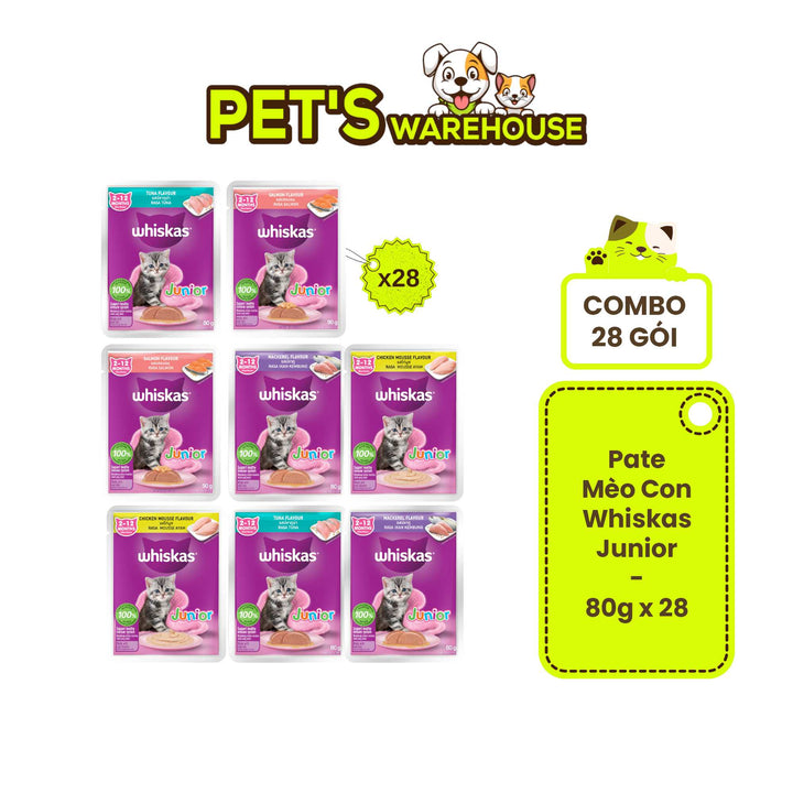 [Combo 28 gói] Pate Whiskas Mèo Con Gói 80G Nhiều Vị