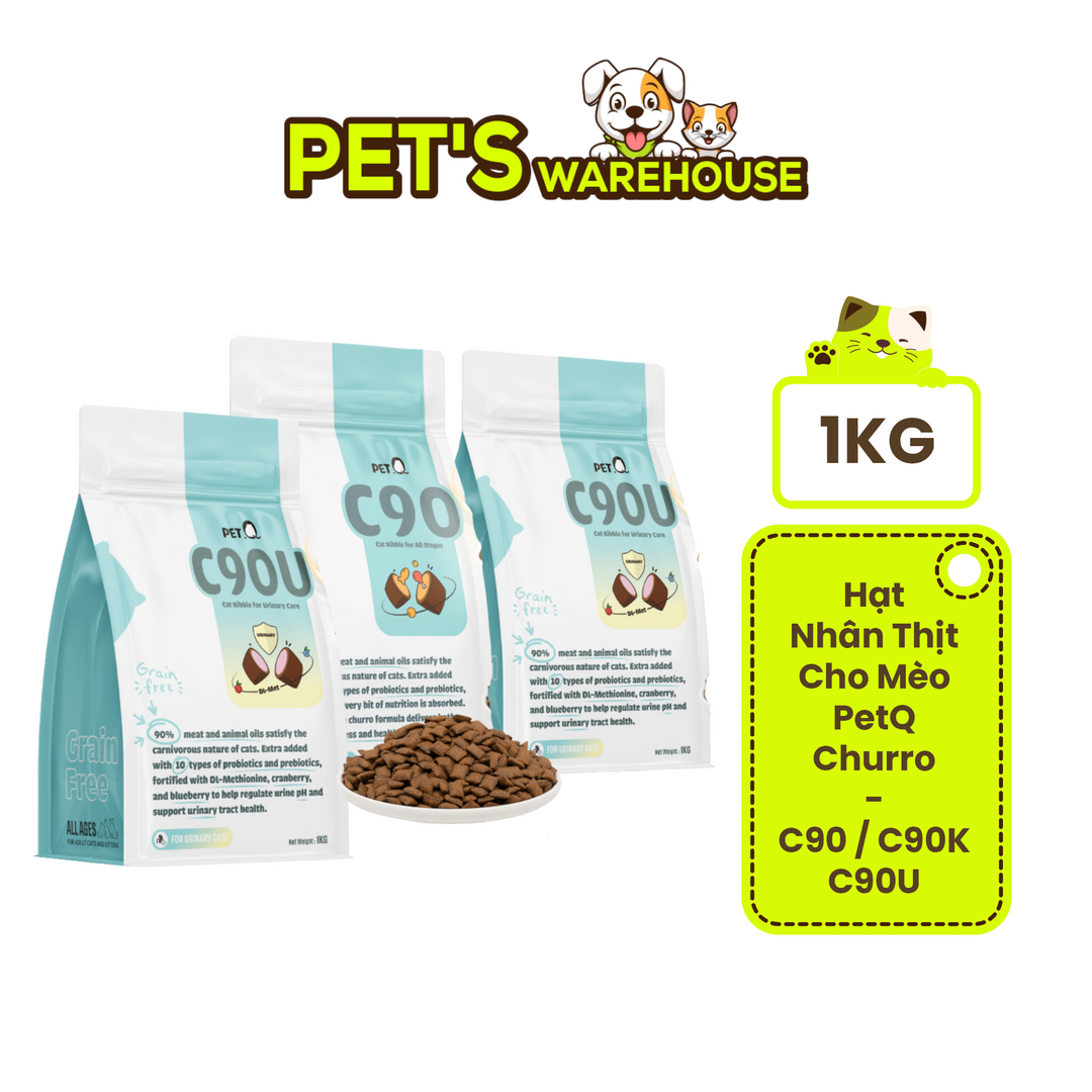 [1KG] Hạt Nhân Thịt Cho Mèo PetQ Churro Mèo Mọi Lứa Tuổi