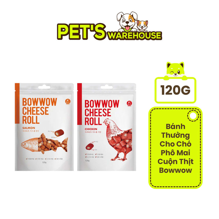 [120G] Snack Bowwow Gà - Cá Hồi Phô Mai Chó Mọi Lứa Tuổi