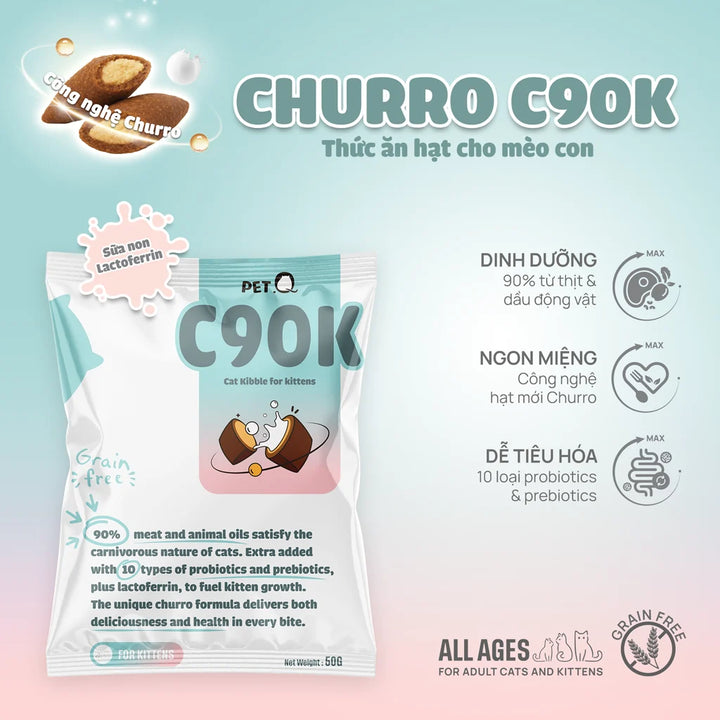 [1KG] Hạt Nhân Thịt Cho Mèo PetQ Churro Mèo Mọi Lứa Tuổi