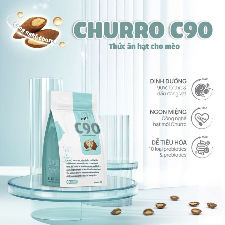 [1KG] Hạt Nhân Thịt Cho Mèo PetQ Churro Mèo Mọi Lứa Tuổi