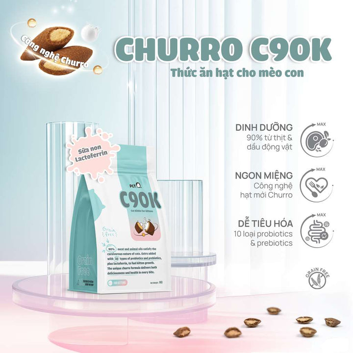[1KG] Hạt Nhân Thịt Cho Mèo PetQ Churro Mèo Mọi Lứa Tuổi