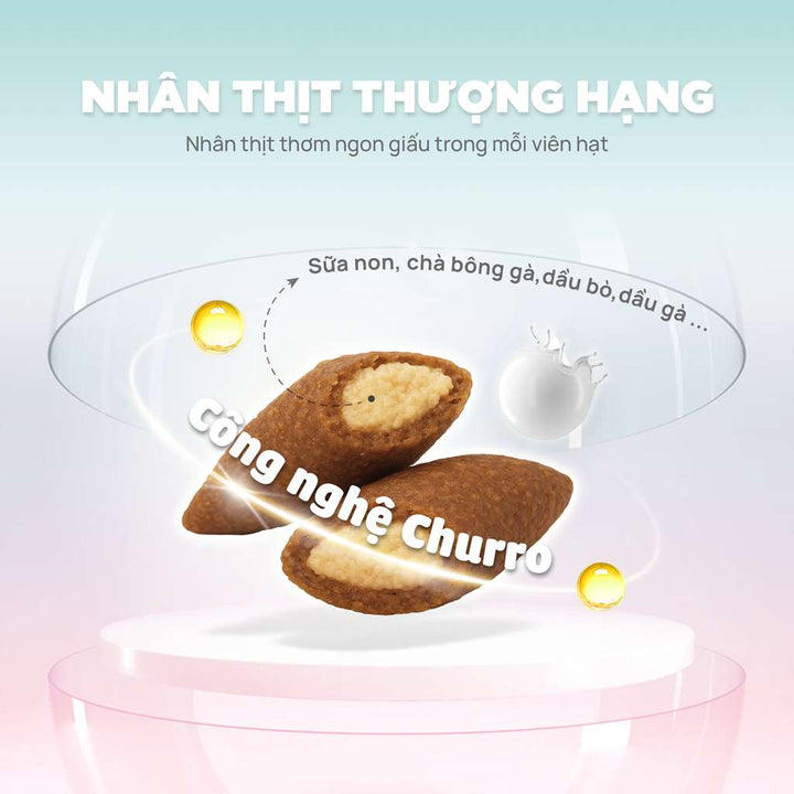 [1KG] Hạt Nhân Thịt Cho Mèo PetQ Churro Mèo Mọi Lứa Tuổi