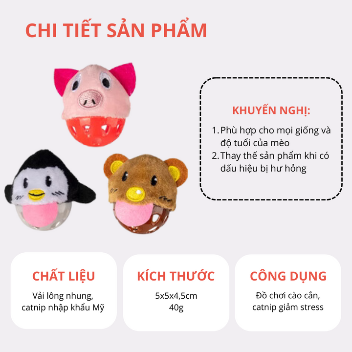 Đồ Chơi Fofos Banh Tròn Nhiều Hình Chó Mèo
